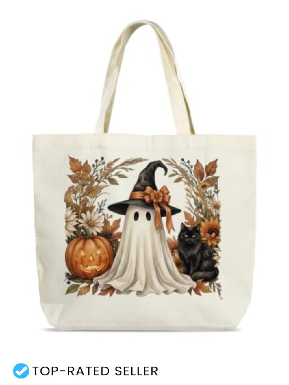 Autumn Canvas Tote Bag for Women, Reusable Shopping Work Bag